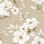 Rustieke Taupe Witte Bloemen Neutrale Badhanddoek Bad Handdoek