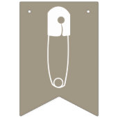 Rustieke Taupe & Witte Veiligheidsspelden Wasruimt Vlaggetjes (Tweede vlag)