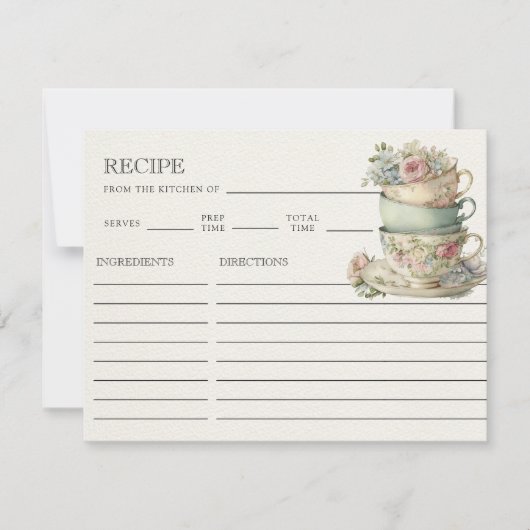  rustieke Tea Party Vrijgezellenfeest Recept Kaart Notitiekaartje (Voorkant)