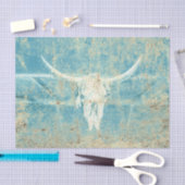 Rustieke Teal Blauwe Textuur Western Stier Koe Sch Tissuepapier (Craft)