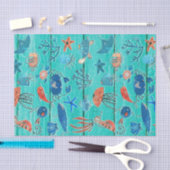 Rustieke Teal Hout & Onder de Zee Vrienden Whimsic Tissuepapier (Craft)
