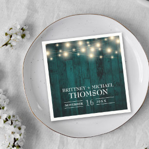 Rustieke Teal Houten Slingerlichtjes Servetten