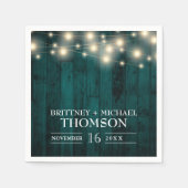 Rustieke Teal Houten Slingerlichtjes Servetten (Voorkant)