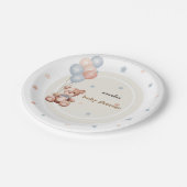 Rustieke Teddy Bear Balloons Baby shower Papieren Bordje (Gekanteld)