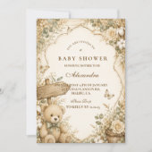 Rustieke teddybeer baby shower kaart (Voorkant)