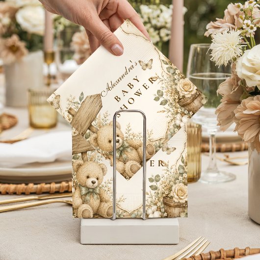 Rustieke teddybeer baby shower servet