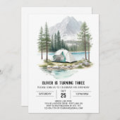 Rustieke tenten in de dennen verjaardag kaart (Voorkant / Achterkant)