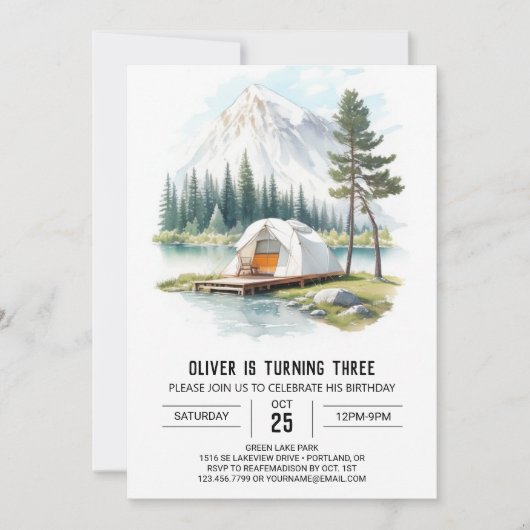 Rustieke Tenting Kids Verjaardag Kaart (Voorkant)