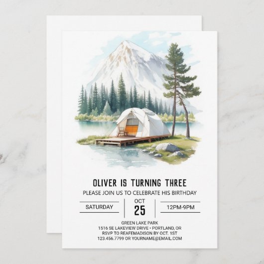 Rustieke Tenting Kids Verjaardag Kaart (Voorkant / Achterkant)