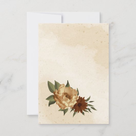 Rustieke terracotta aardetoon bloemig bedankkaart (Achterkant)