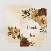 Rustieke terracotta aardetoon bloemig bedankkaart (Voorkant / Achterkant)