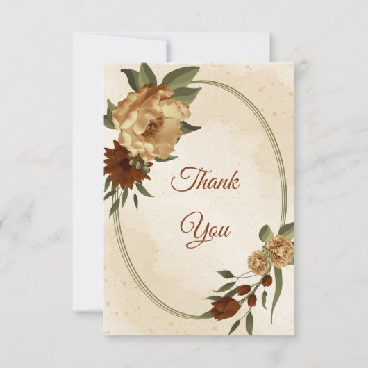 Rustieke terracotta aardetoon bloemig bedankkaart (Voorkant)