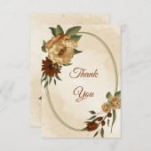 Rustieke terracotta aardetoon bloemig bedankkaart (Voorkant / Achterkant)