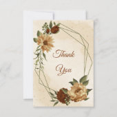 Rustieke terracotta aardetoon bloemig bedankkaart (Voorkant)