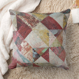Rustieke Terracotta Abstracte Patchwork Botanische Kussen