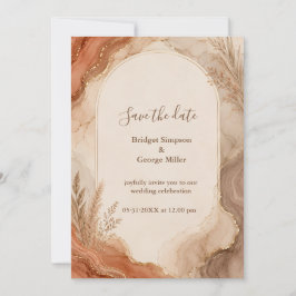 Rustieke Terracotta Agaat marmeren boho Bruiloft Kaart