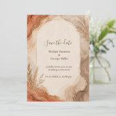 Rustieke Terracotta Agaat marmeren boho Bruiloft Kaart (Staand voorkant)