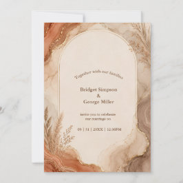 Rustieke Terracotta Agate marmeren boho Bruiloft Kaart