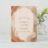 Rustieke Terracotta Agate marmeren boho Bruiloft Kaart (Staand voorkant)