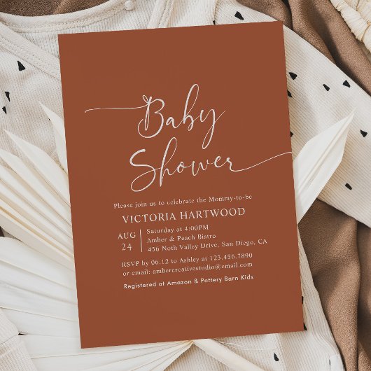 Rustieke Terracotta Baby shower Invitation Kaart