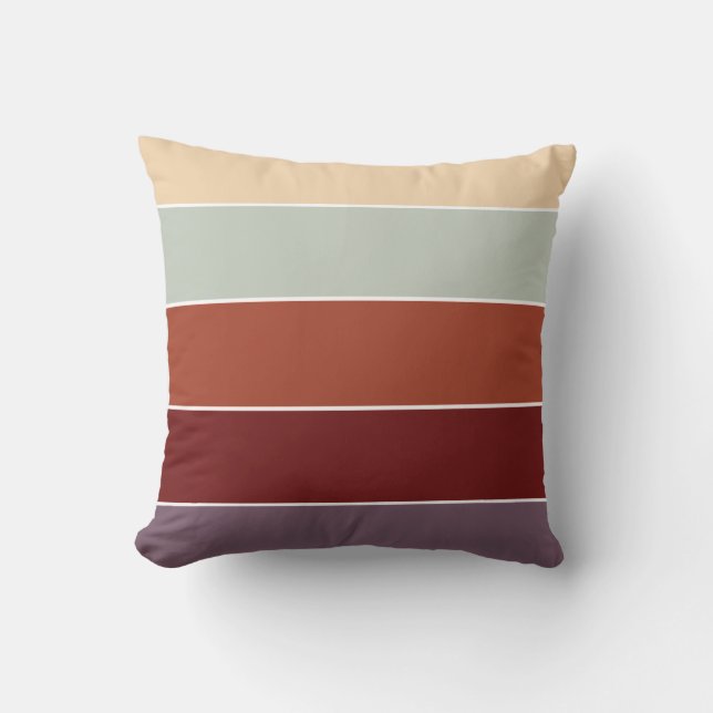 Rustieke terracotta beige strepen warme herfst kussen (Voorkant)