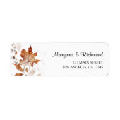 Rustieke Terracotta Bladeren Fall Trouwadres Etiket (Voorkant)