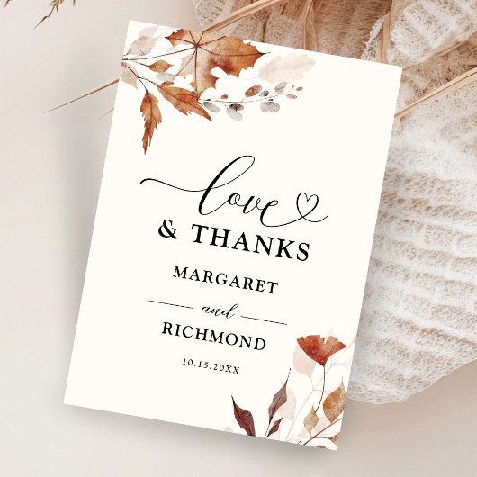 Rustieke Terracotta Bladeren Fall Wedding Dank u Bedankkaart