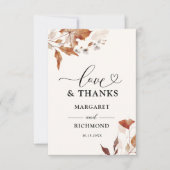 Rustieke Terracotta Bladeren Fall Wedding Dank u Bedankkaart (Voorkant)
