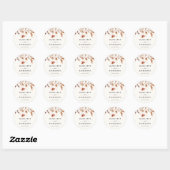 Rustieke terracotta bladeren herfst bruiloft ronde sticker (Vel)