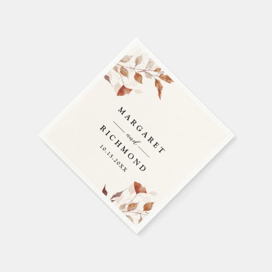 Rustieke terracotta bladeren herfst bruiloft servet (Hoek)