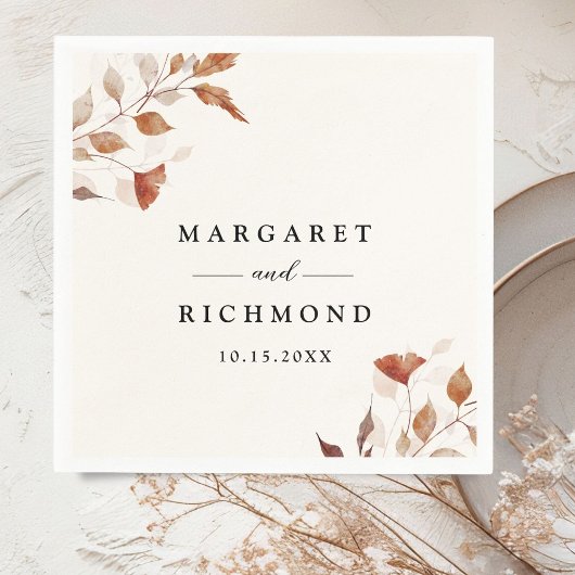 Rustieke terracotta bladeren herfst bruiloft servet