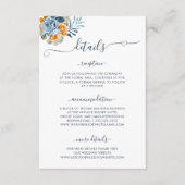 Rustieke terracotta blauwe bloem herfst bruiloft d informatiekaartje (Voorkant)