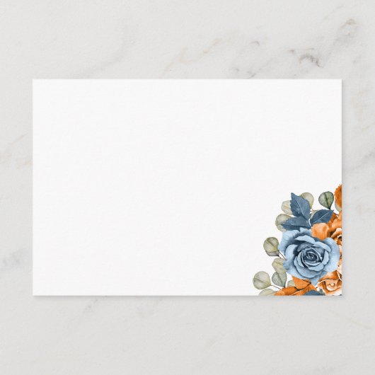 Rustieke terracotta blauwe bloem herfst bruiloft d informatiekaartje (Achterkant)