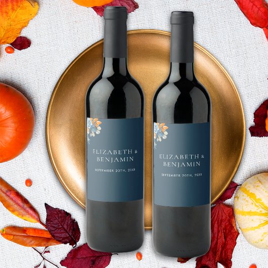 Rustieke terracotta blauwe roest eucalyptus bruilo wijn etiket