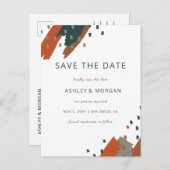 Rustieke Terracotta Blauwgroen Abstract Save the D Aankondigingskaart (Voorkant / Achterkant)