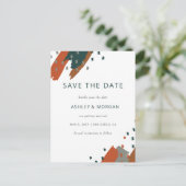 Rustieke Terracotta Blauwgroen Abstract Save the D Aankondigingskaart (Staand voorkant)