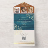 Rustieke Terracotta Blauwgroen herfstbruiloft All In One Uitnodiging (Binnen)