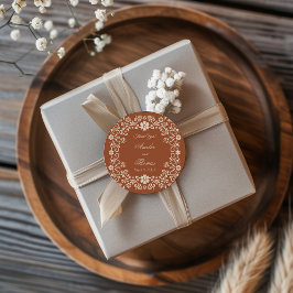 Rustieke Terracotta Bloemen Bruiloft  Ronde Sticker