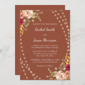 Rustieke Terracotta Bloemen Fairy String Lights Kaart (Voorkant / Achterkant)