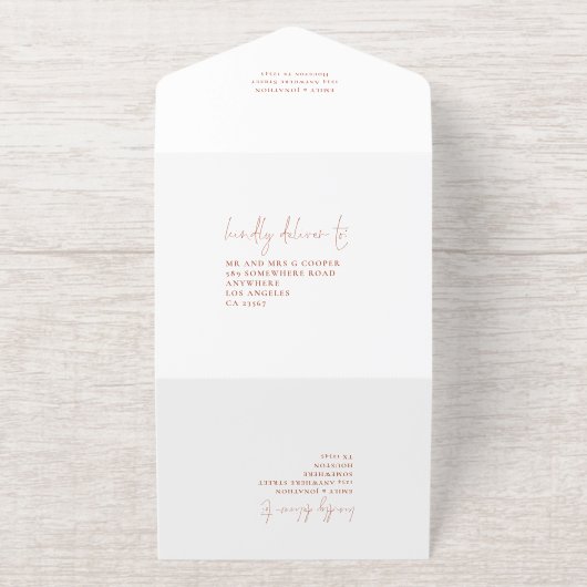 Rustieke Terracotta Bloemen Herfst Trouwen Folie All In One Uitnodiging (Buiten)