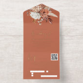 Rustieke Terracotta Bloemen Herfst Trouwen Folie All In One Uitnodiging (Binnenkant)