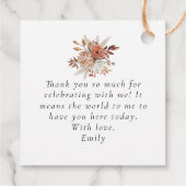 Rustieke Terracotta Bloemen Naam Baby shower Bedan Bedankjes Labels (Achterkant)