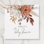 Rustieke Terracotta Bloemen Naam Baby shower Bedan Bedankjes Labels (Voorkant)