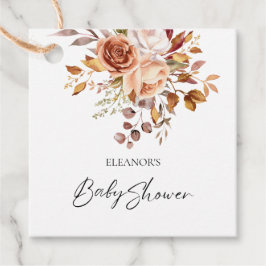 Rustieke Terracotta Bloemen Naam Baby shower Bedan Bedankjes Labels