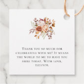 Rustieke Terracotta Bloemen Naam Baby shower Bedan Bedankjes Labels (Achterkant)