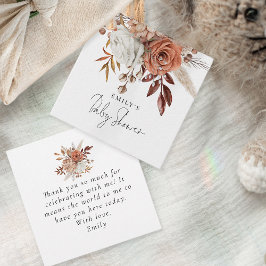 Rustieke Terracotta Bloemen Naam Baby shower Bedan Bedankjes Labels