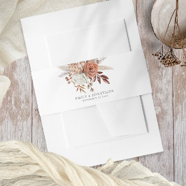 Rustieke Terracotta Bloemen Namen Datum Bruiloft Uitnodigingen Wikkel