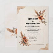 Rustieke Terracotta Bloemen & Pampas Grass Wedding Kaart (Voorkant / Achterkant)