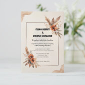 Rustieke Terracotta Bloemen & Pampas Grass Wedding RSVP Kaartje (Staand voorkant)