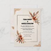Rustieke Terracotta Bloemen & Pampas Grass Wedding RSVP Kaartje (Voorkant / Achterkant)